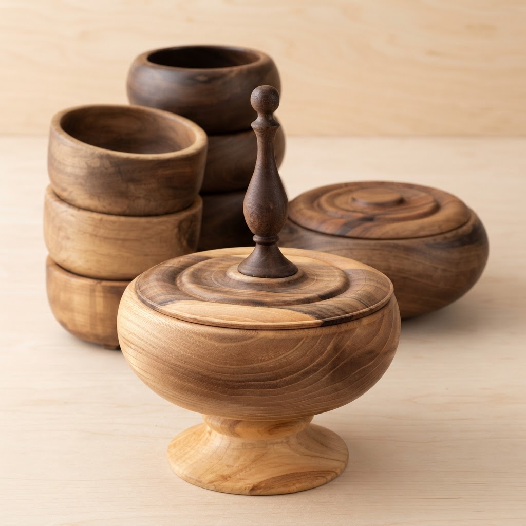 شکلات خوری خمره ای پایه دار چوبی